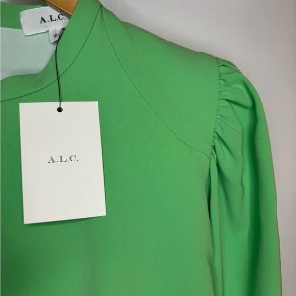 A.L.C. Cady Jane Lime Green Long Sleeve Ruched Asymmetrical Mini Dress NWT - coffeafoods.com A.L.C. Cady Jane Lime Green Long Sleeve Ruched Asymmetrical Mini Dress NWT - coffeafoods.com
